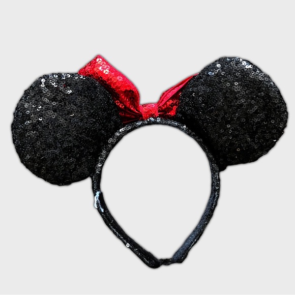 Sequin red bow Minnie Mouse ears - Picture 3 of 4